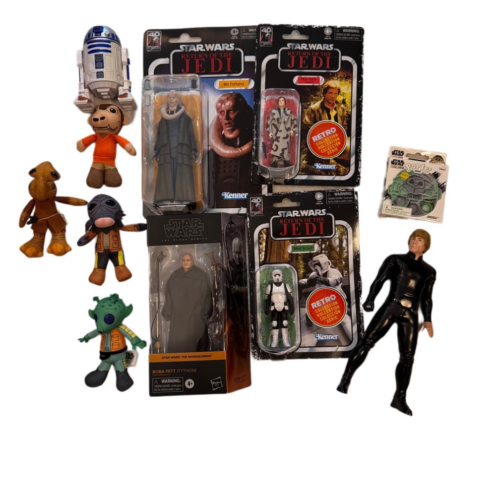 Star Wars Figures Lot: Black Series Mandalorian‎ Retro Kenner Plush Pop It!